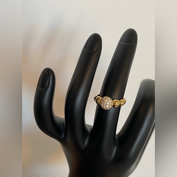18K Real Gold Bubble Ring with Stone - Picture 4 of 16